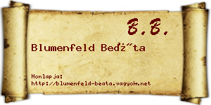 Blumenfeld Beáta névjegykártya